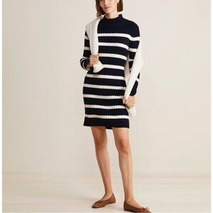 Vineyard Vines- Rolled Neck Striped Navy and White Women's Sweater Dress, Med